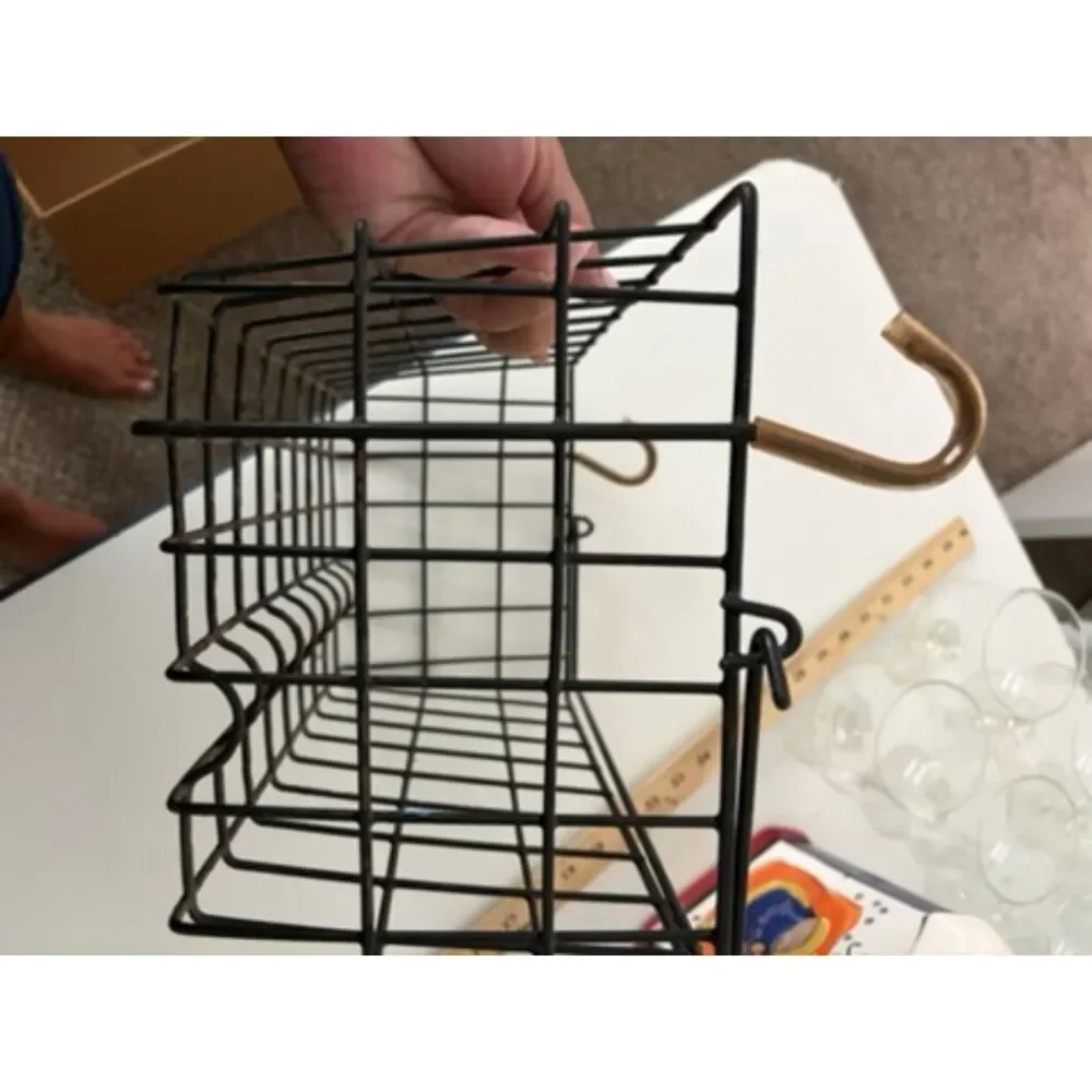Rectangle metal basket with handle and hooks